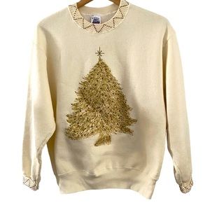 Vintage Hand Painted Ugly Christmas Sweatshirt BVD USA 80’s